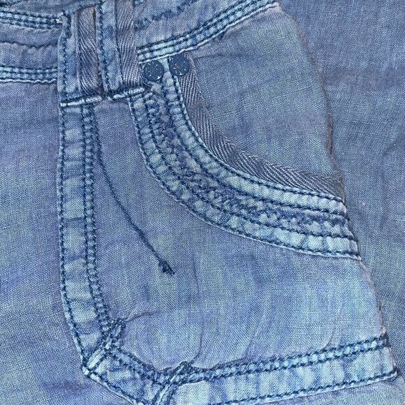 Anthropologie MARRAKECH Women's 100% Linen Cargo Joggers Sky Blue -EUC - Size 26 - Picture 14 of 14